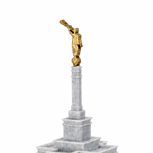 Gold Angel Moroni statue included on larger temple sizes